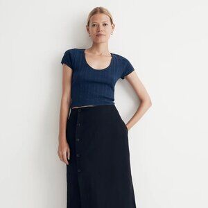 Madewell Pointelle Scoopneck Crop Tee